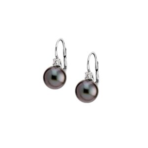 Leverback earrings with Tahiti pearls and diamonds