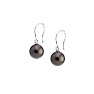 Hook earrings with Tahiti pearls and diamonds