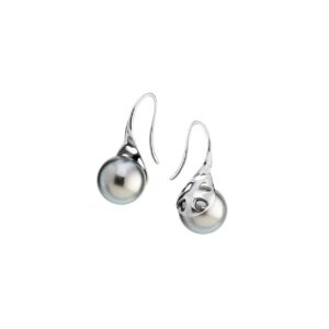 Round Tahiti pearl hook earrings