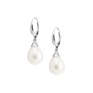 Drop pearl leverback earrings