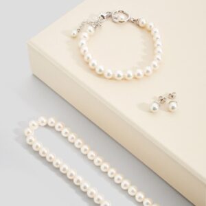 Necklace, bracelet and earrings set freshwater pearl AA