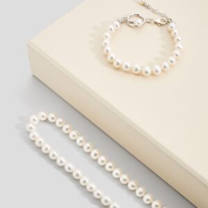 Necklace and bracelet set freshwater pearl A