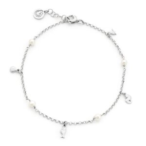 Anklet with pearls and marine elements