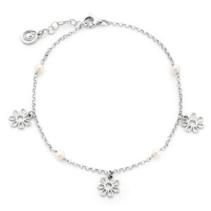 Anklet with pearls and daisies