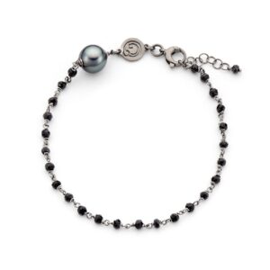 Rosary bracelet with Tahiti pearl and Spinel beads