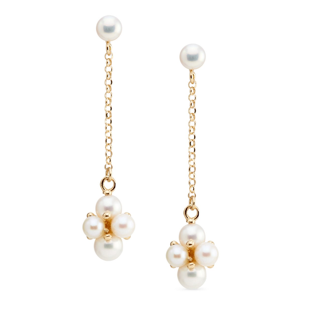 Earrings with cluster of white pearls - Genisi Pearls