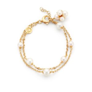 Double chain bracelet and pearl charms