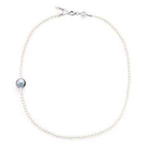 Micro-pearl necklace with grey pearl