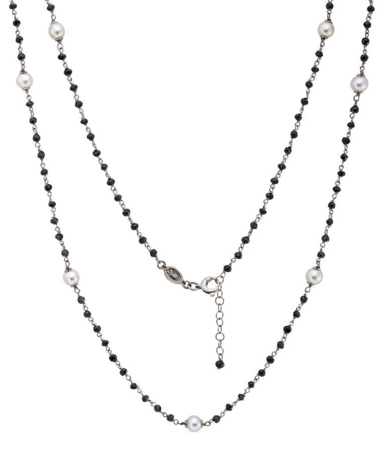 Rosario “Chanel” con perle grigie