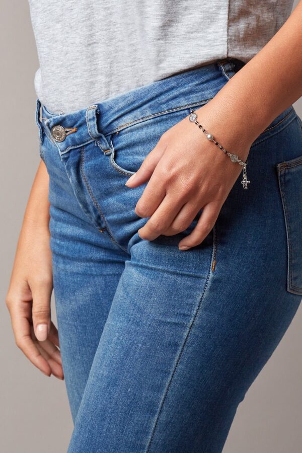 Bracciale rosario con perle grigie e spinelli Genisi Pearls