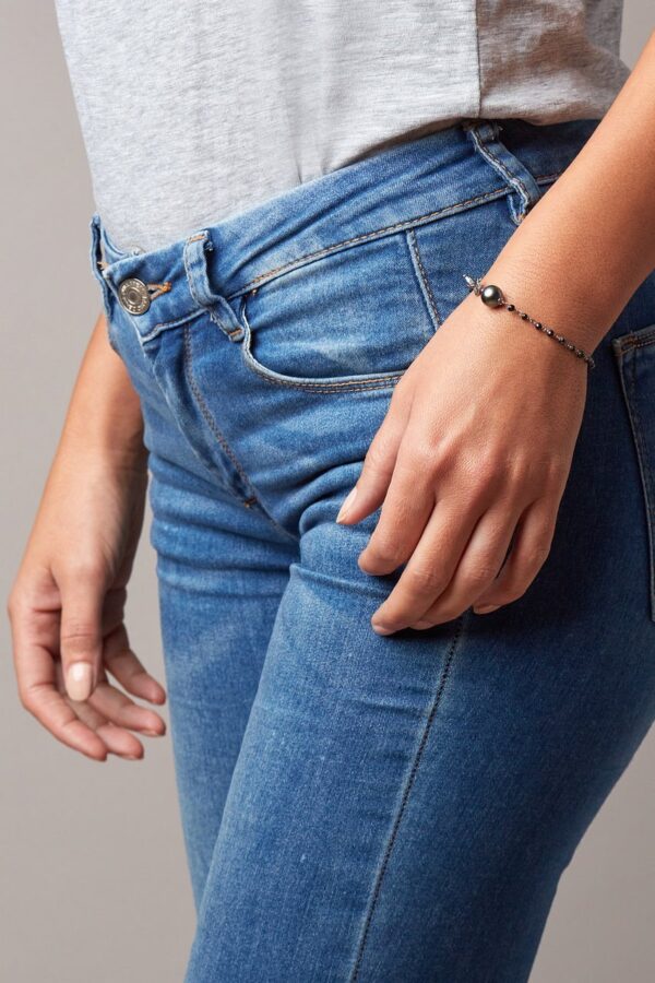 Bracciale rosario con perla Tahiti e spinelli