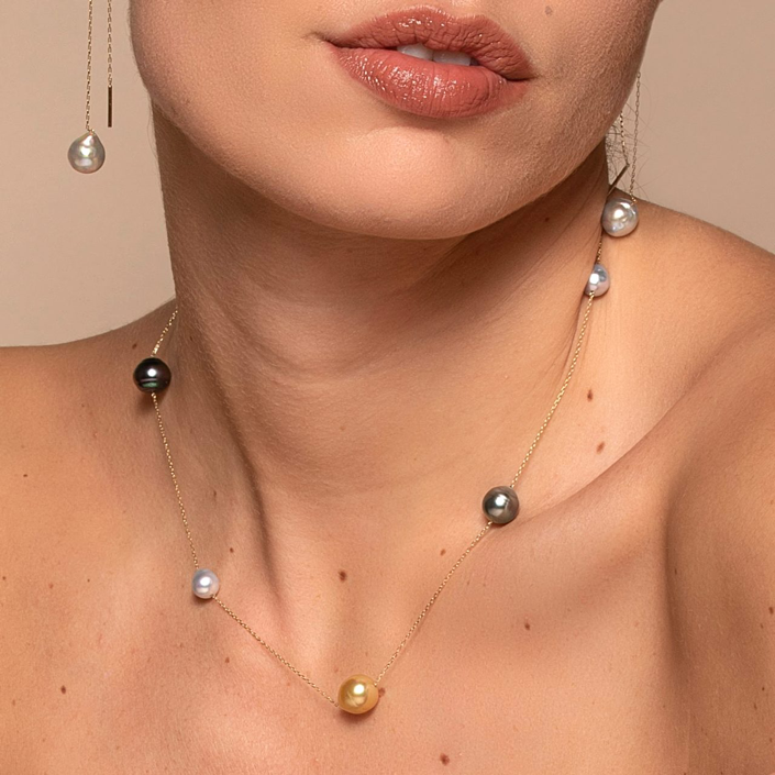 collier con perle barocche multicolor