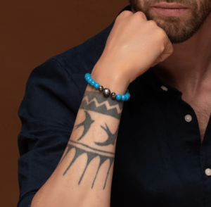 Bracciale uomo perle nere