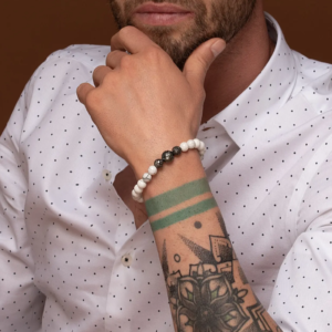 bracciale uomo perle nere