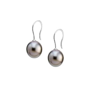 Genisi pearls - orecchini in oro bianco ad amo con perla nera di tahiti - gp_025