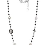 Collana rosario classico con perla tahiti e spinelli