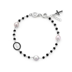 Genisi pearls - Bracciale rosario con perle grigie e spinelli - GP_164