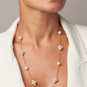 Genisi pearls - Collana lunga su catena ed elementi con perle - GP_184
