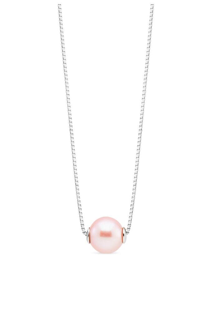 Collana perla rotonda rosa naturale - gp_187