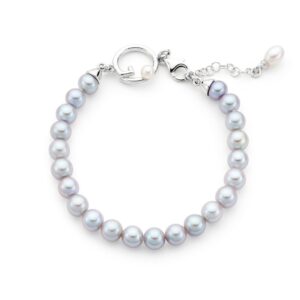 Bracciale con perle d'acqua dolce grigie e chiusura in argento