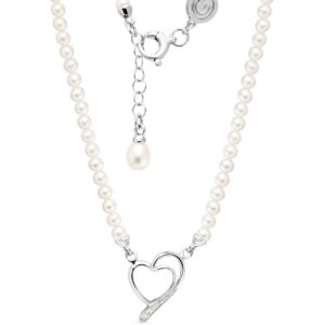 Collana di microperle su cuore e cristalli "Swarovski"