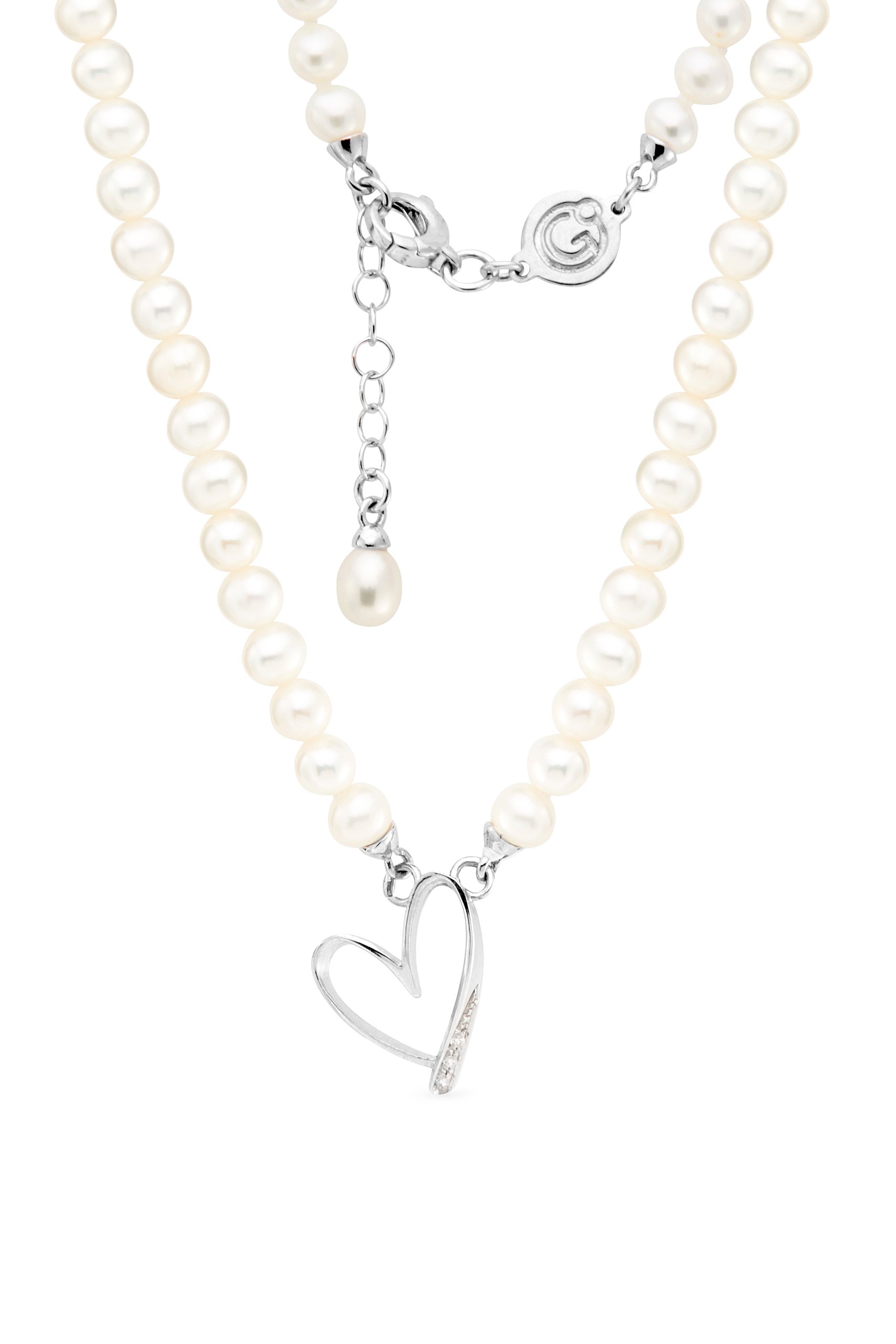 Collana di perle con cuore e "Swarovski" GP_150