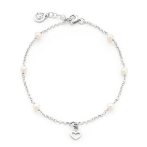 Cavigliera con perle e cuore charm
