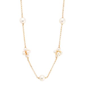 Collana con perle su elementi in argento placcato oro 18 ct