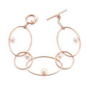 Bracciale con perle rotonde su ovali