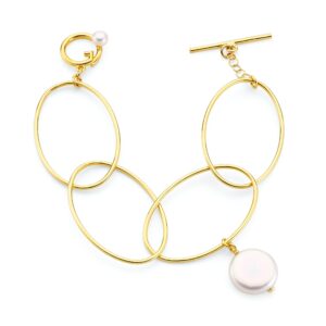 Bracciale con perle Coin su ovali