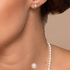 Pendenti di orecchie dorati con perline tahiziani Poirs 10 mm