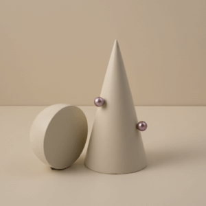 Orecchini a lobo in oro bianco 18k con perle Ming rosa naturali AAA