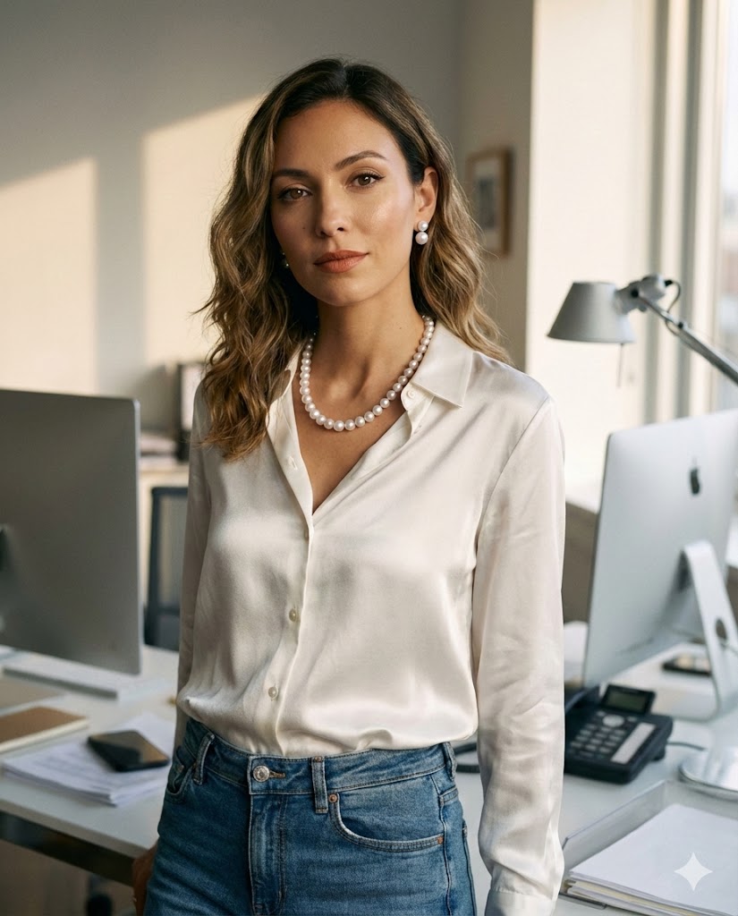 Outfit collane perle ufficio genisi pearls