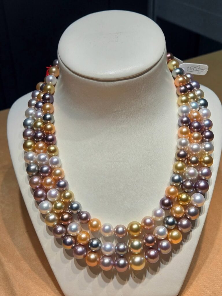 Collana perle rotonde multicolour naturale