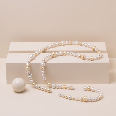 Genisi perle - Collana e bracciale bicolor Infinito con perle Mari del sud - PRF_356.jpg