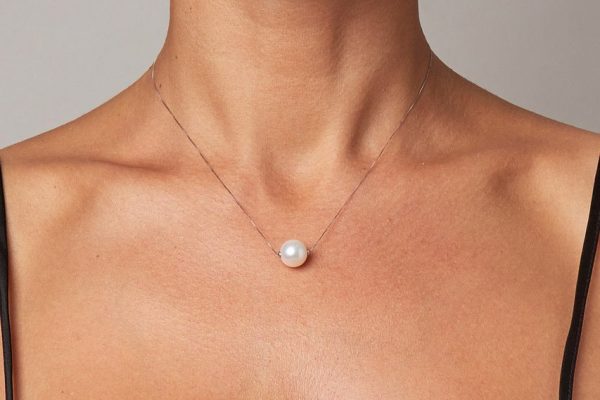 perle di fiume catena con perla bianca